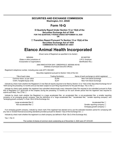 Thumbnail Elanco Quarterly Report 2020-q3