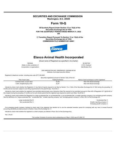 Thumbnail Elanco Quarterly Report 2022-q1