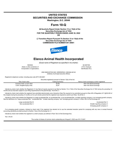 Thumbnail Elanco Quarterly Report 2022-q2
