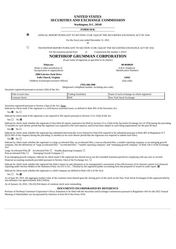 Thumbnail Northrop Grumman Annual Report 2021