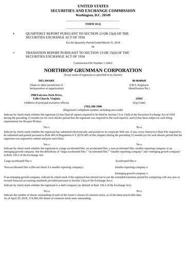 Thumbnail Northrop Grumman Quarterly Report 2018-q1