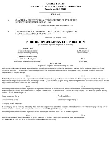 Thumbnail Northrop Grumman Quarterly Report 2018-q3