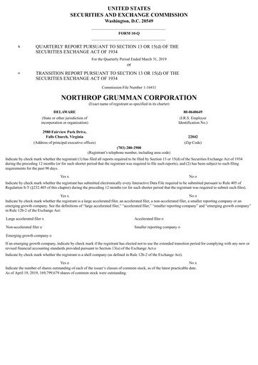 Thumbnail Northrop Grumman Quarterly Report 2019-q1