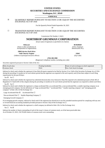 Thumbnail Northrop Grumman Quarterly Report 2023-q3