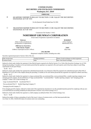 Thumbnail Northrop Grumman Quarterly Report 2026-q2