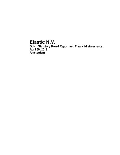 Thumbnail Elastic NV
 Financial Statement fy2019