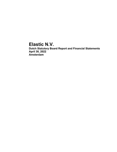 Thumbnail Elastic NV
 Financial Statement fy2022