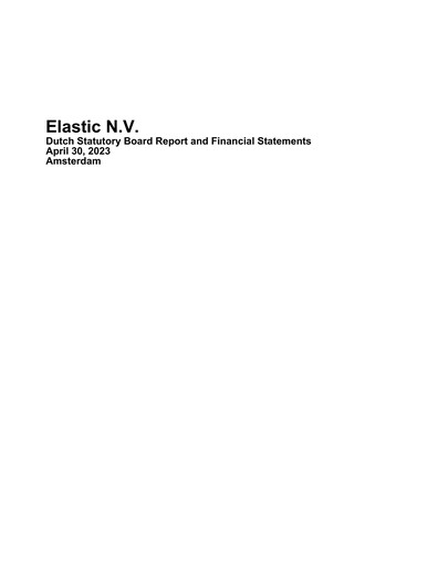 Thumbnail Elastic NV
 Financial Statement fy2023