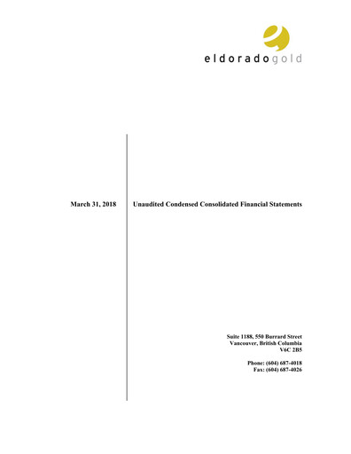 Thumbnail Eldorado Gold
 Quarterly Report 2018-q1