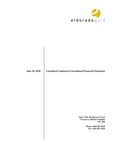 Thumbnail Eldorado Gold
 Quarterly Report 2018-q2
