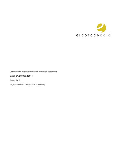 Thumbnail Eldorado Gold
 Quarterly Report 2019-q1