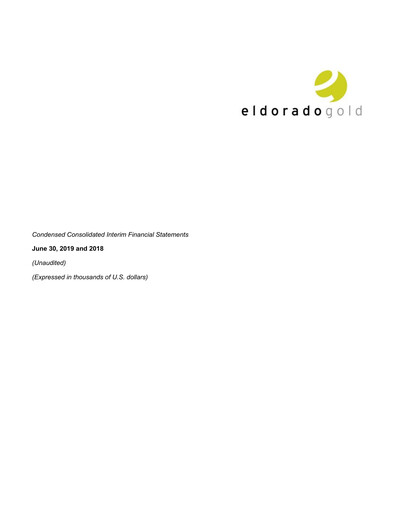 Thumbnail Eldorado Gold
 Quarterly Report 2019-q2