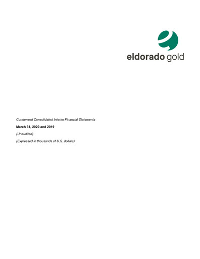Thumbnail Eldorado Gold
 Quarterly Report 2020-q1