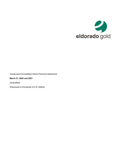 Thumbnail Eldorado Gold
 Quarterly Report 2022-q1