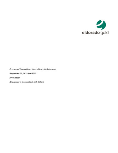 Thumbnail Eldorado Gold
 Quarterly Report 2023-q3