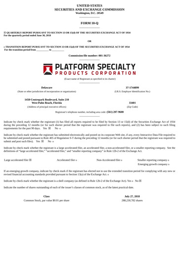 Thumbnail Element Solutions Quarterly Report 2018-q2