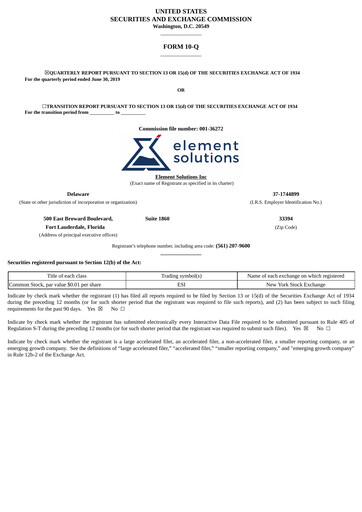 Thumbnail Element Solutions Quarterly Report 2019-q2