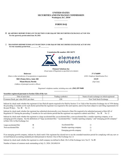 Thumbnail Element Solutions Quarterly Report 2026-q2