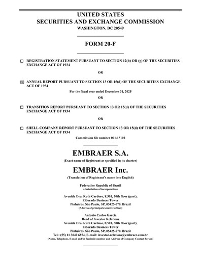 Thumbnail Embraer Annual Report 2025