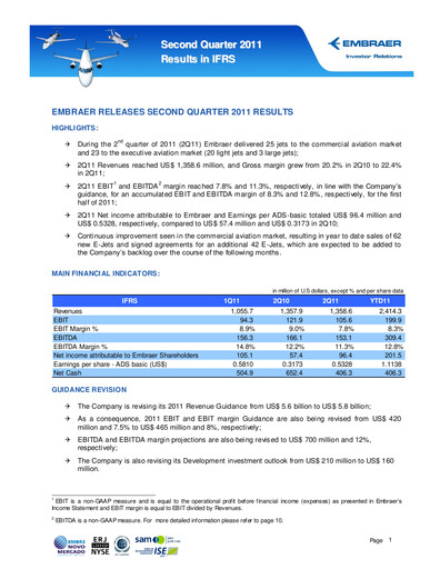 Thumbnail Embraer Quarterly Report 2011-q2