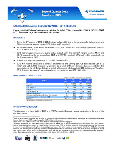 Thumbnail Embraer Quarterly Report 2012-q2