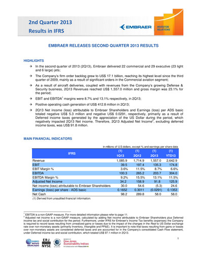 Thumbnail Embraer Quarterly Report 2013-q2