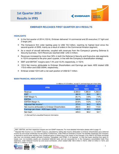 Thumbnail Embraer Quarterly Report 2014-q1