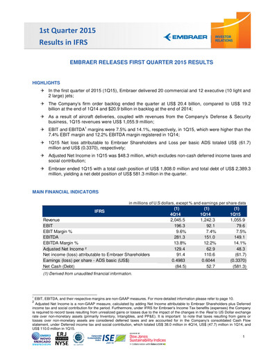 Thumbnail Embraer Quarterly Report 2015-q1