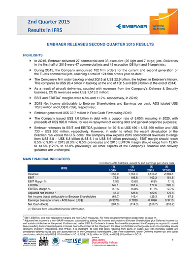 Thumbnail Embraer Quarterly Report 2015-q2