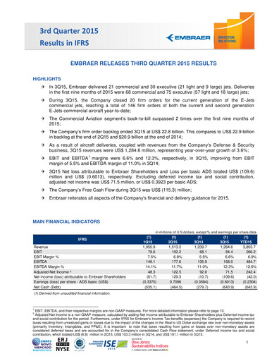 Thumbnail Embraer Quarterly Report 2015-q3
