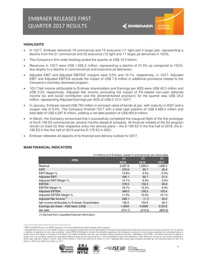Thumbnail Embraer Quarterly Report 2017-q1