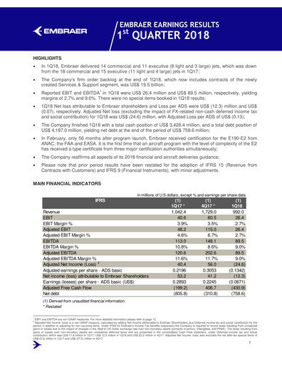 Thumbnail Embraer Quarterly Report 2018-q1