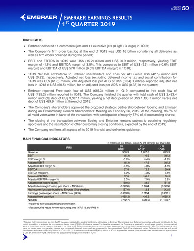 Thumbnail Embraer Quarterly Report 2019-q1