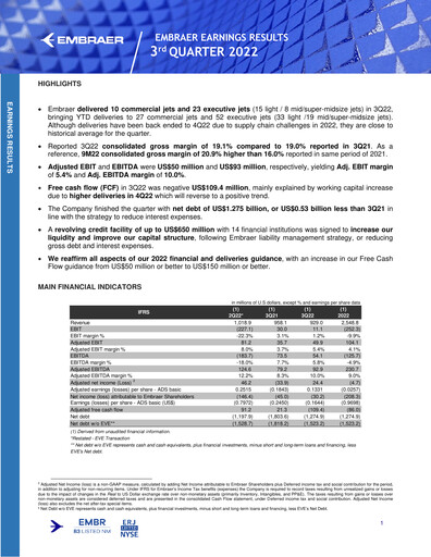 Thumbnail Embraer Quarterly Report 2022-q3