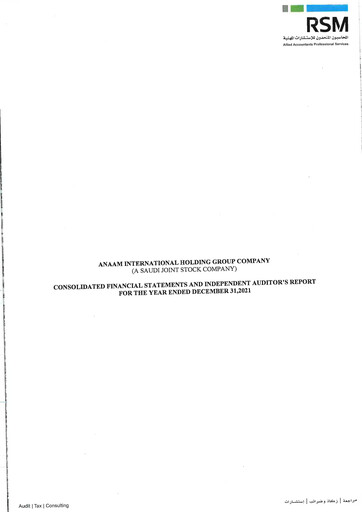 Vorschaubild Anaam International Finanzmitteilung 2021