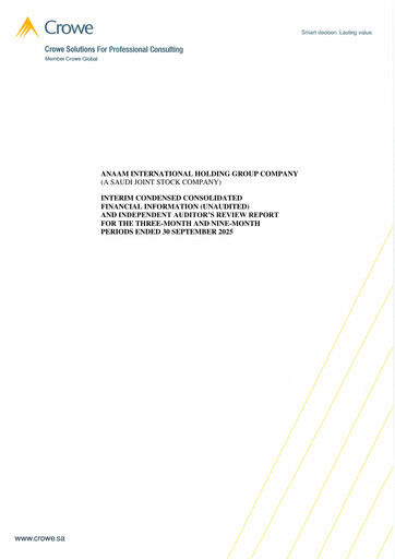 Vorschaubild Anaam International Finanzmitteilung 2025-q3