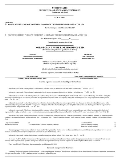 Thumbnail Norwegian Cruise Line
 Annual Report 2017