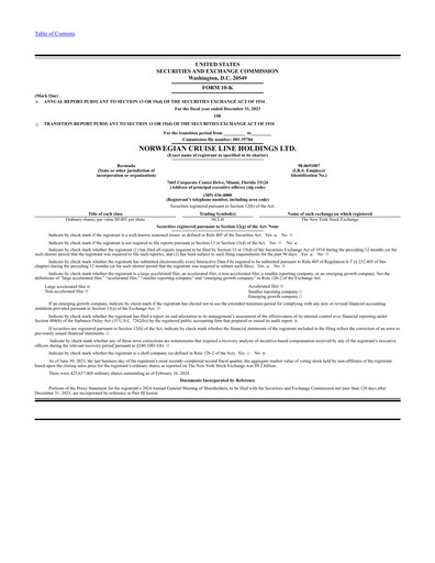Thumbnail Norwegian Cruise Line
 Annual Report 2023