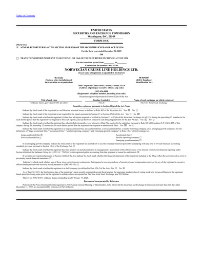 Thumbnail Norwegian Cruise Line
 Annual Report 2025