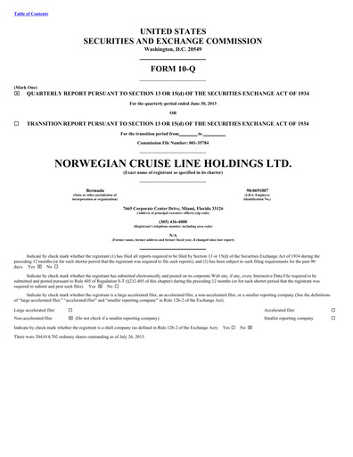 Vorschaubild Norwegian Cruise Line
 Quartalsbericht 2013-q2