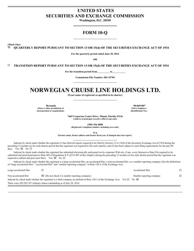 Vorschaubild Norwegian Cruise Line
 Quartalsbericht 2014-q2