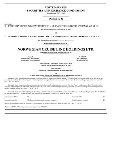 Vorschaubild Norwegian Cruise Line
 Quartalsbericht 2015-q1