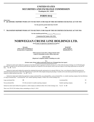 Vorschaubild Norwegian Cruise Line
 Quartalsbericht 2015-q2