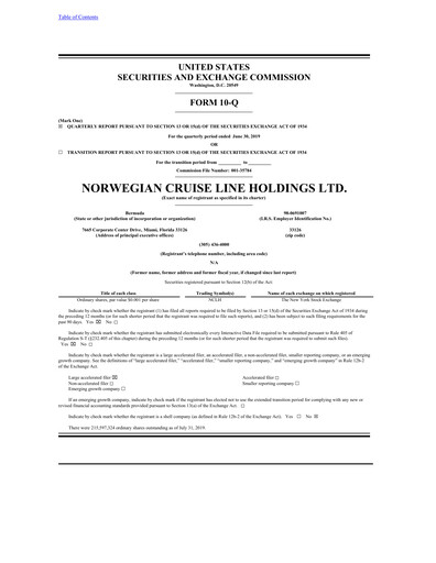 Vorschaubild Norwegian Cruise Line
 Quartalsbericht 2019-q2