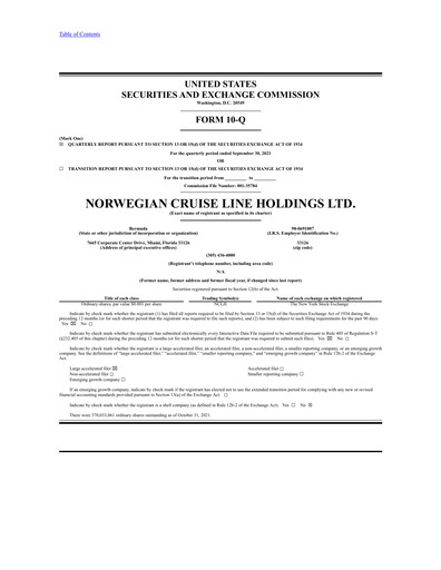 Vorschaubild Norwegian Cruise Line
 Quartalsbericht 2021-q3
