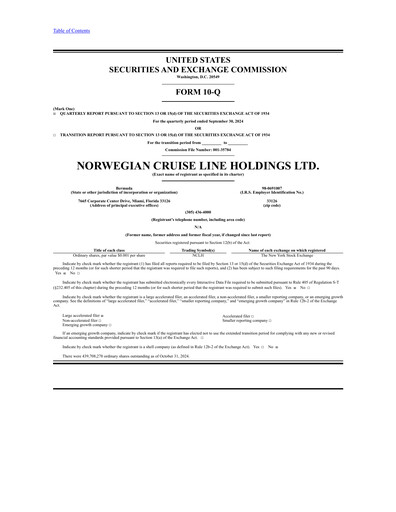Vorschaubild Norwegian Cruise Line
 Quartalsbericht 2024-q3