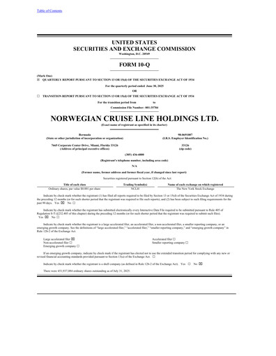 Vorschaubild Norwegian Cruise Line
 Quartalsbericht 2025-q2