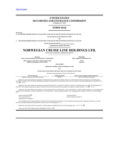 Thumbnail Norwegian Cruise Line
 Quarterly Report 2026-q2
