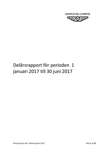 Thumbnail Gaming Corps Quarterly Report 2017-q2