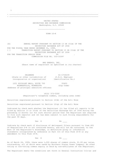 Thumbnail NRG Energy
 Annual Report 1998
